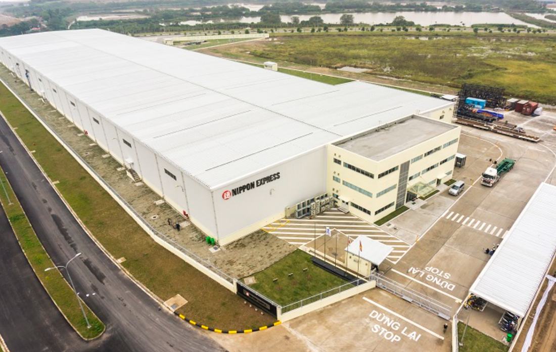 Aerial view of the completed Nippon steel pipe factory and its access roads